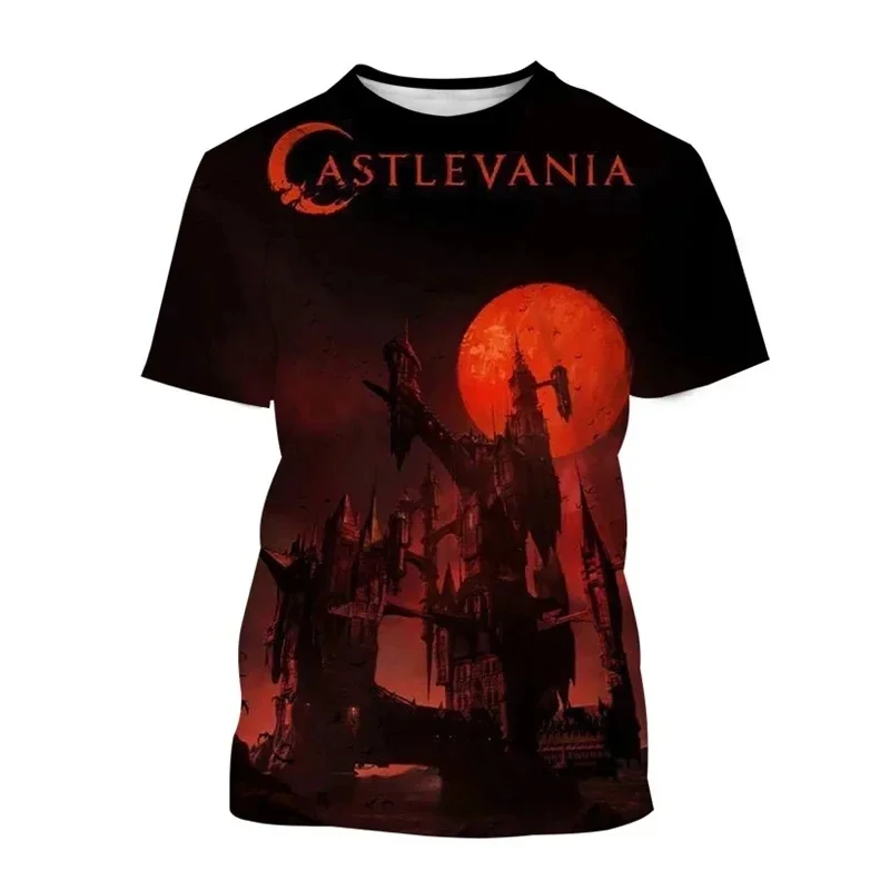 Gioco Castlevania Stampa 3D Uomo/donna Moda Casual Girocollo T-shirt Bambini Manica Corta Top Estate Oversize Abbigliamento