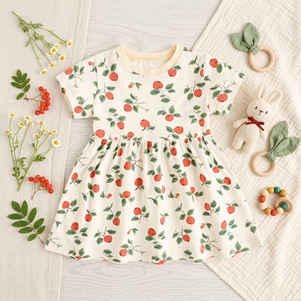 Baby Girls Cute Dresses Little Kids Dresses Holiday Summer Fruits Print Clothes