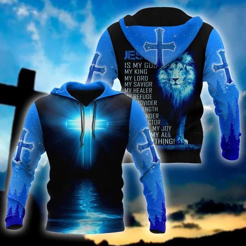 1 pièce personnalisé votre image jésus croix dieu impression 3D hommes à capuche printemps et automne pull décontracté à manches longues pour hommes haute-Qua