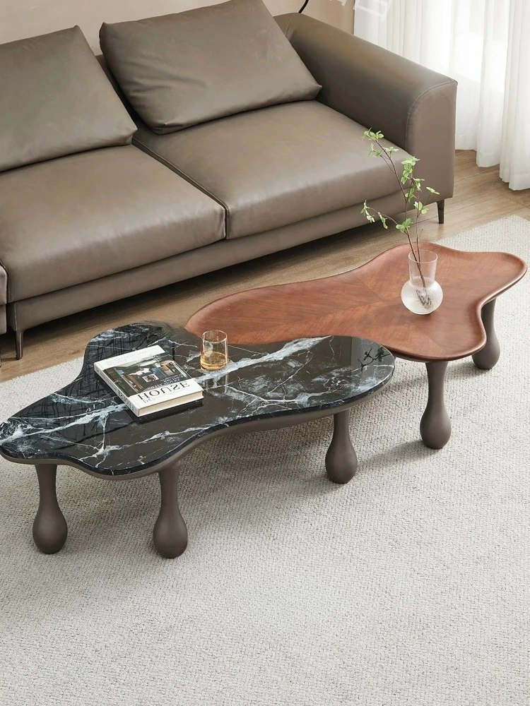 

Designer Model Irregular Tea Table Combination Walnut Marble Combined Tea Table