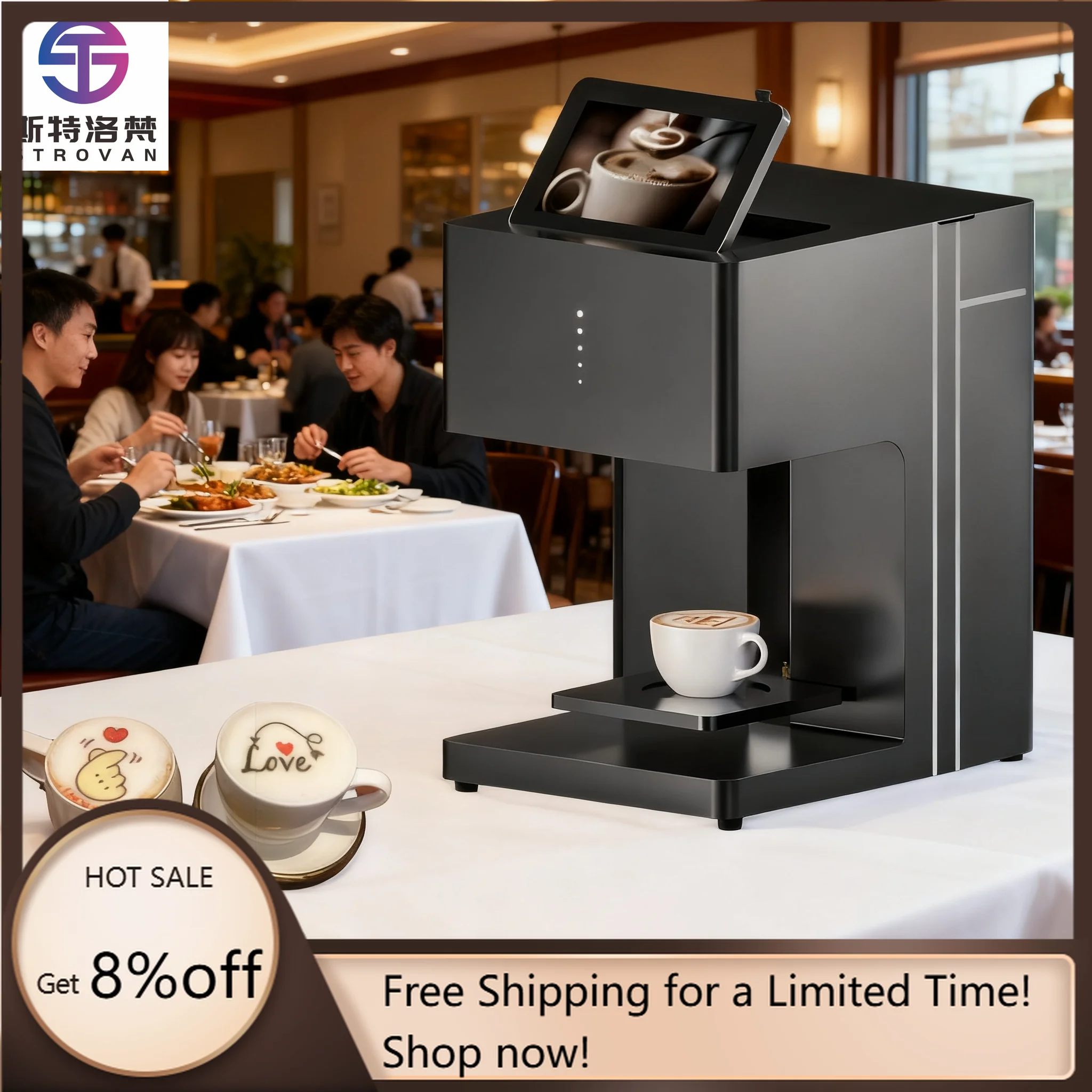 طابعة فنية للاتيه القهوة الأوتوماتيكية الذكية STLF JW Evebot |   للصور ثلاثية الأبعاد وطباعة نمط DIY على الكابتشينو |   المنزل والتجاري