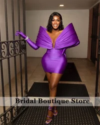 Sexy New Arrival Purple Prom Gown 2026 Two Gloves Off Shoulder Birthday Party Cocktail Dresses Homecoming Gown Custom