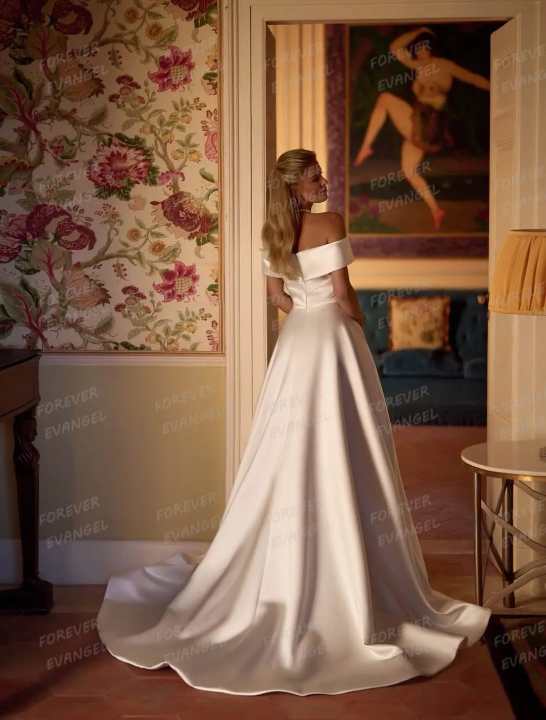 ชุดแต่งงานแบบเรียบง่าย ปี 2026 ทรงเอ ไลน์ สำหรับผู้หญิง แบบเปิดไหล่ แต่งระบาย ผ้าซาติน ชุดเจ้าสาวแบบไม่มีแขน  ชุดราตรีแบบเป็นทางการ  สามารถสั่งตัดได้  ชุดแต่งงาน