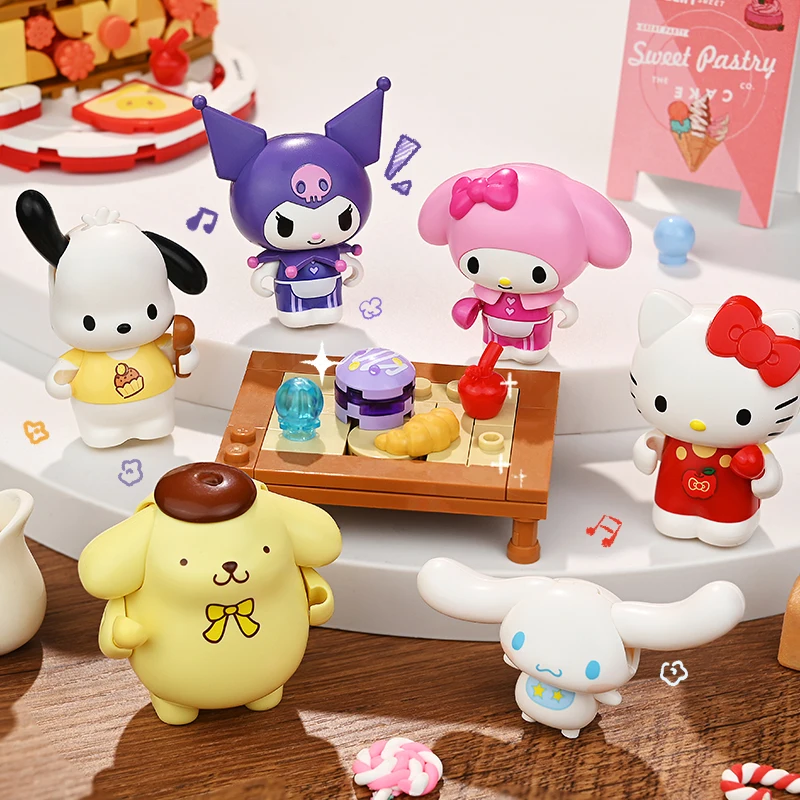 Echte Keeppley Bouwsteen Sanrio Kuromi Gourmet Party Cartoon Serie Assemblagemodel Decoratie Kinderspeelgoed Meisje Geschenken