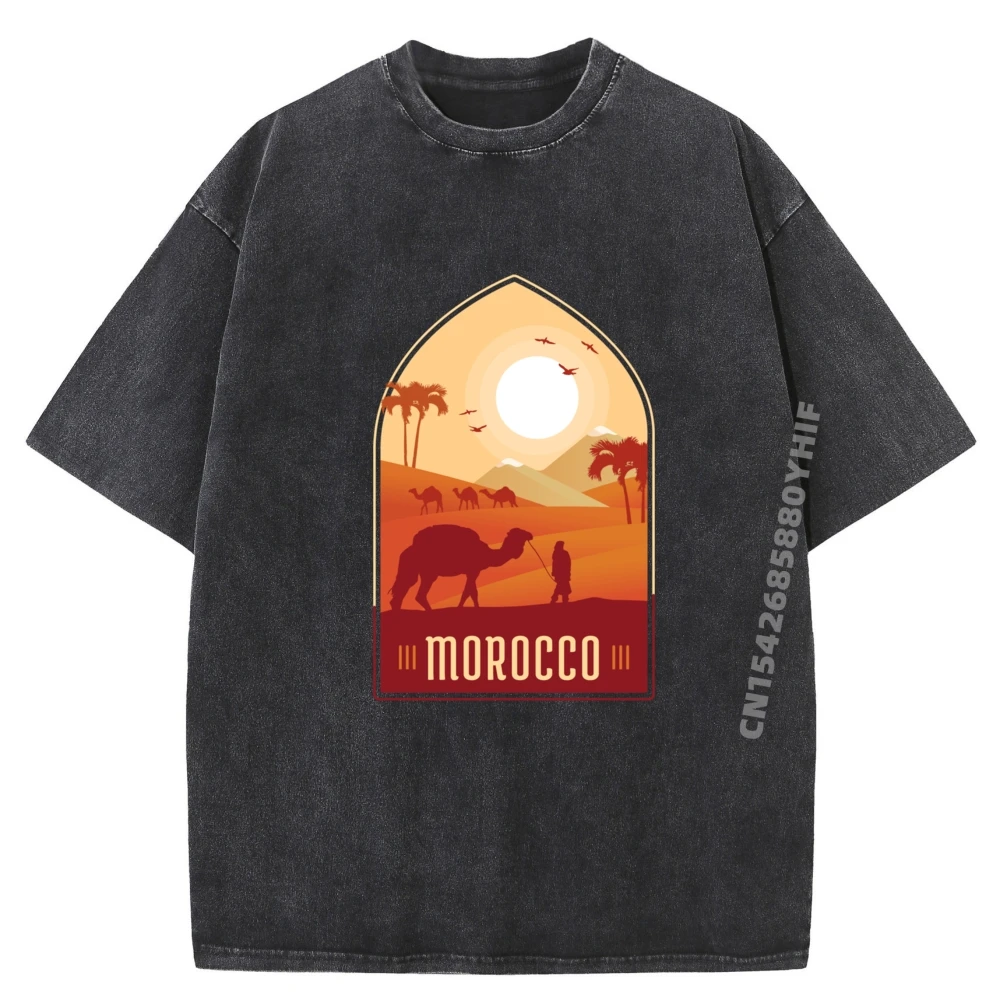 

Morocco Hospitality Comfort Health Art Creativity History Vintage Washed T Shirts Mens Short Sleeve Tee