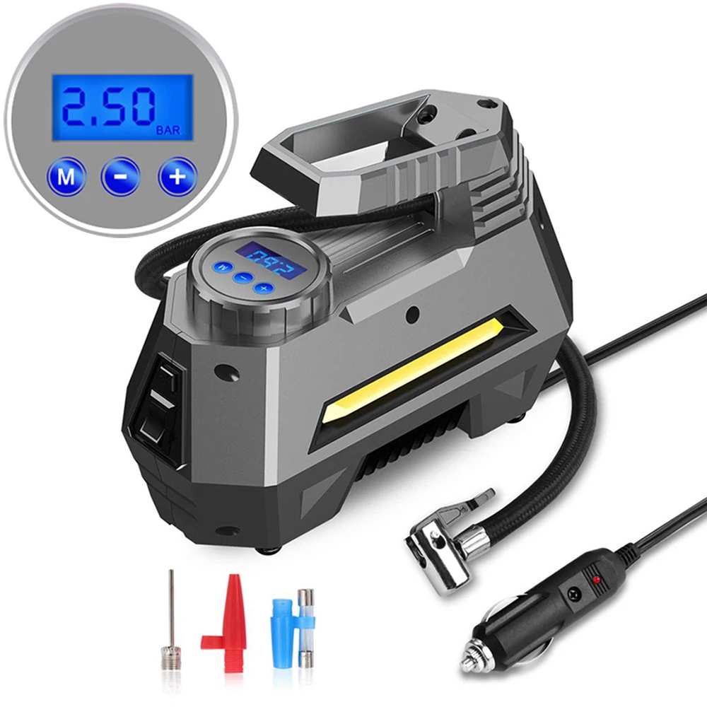 

Portable Air Compressor Tire Inflator 150 Psi 12V DC Car Tire Pump With Digital Pressure Gauge Auto Bright Emergency Flashlight