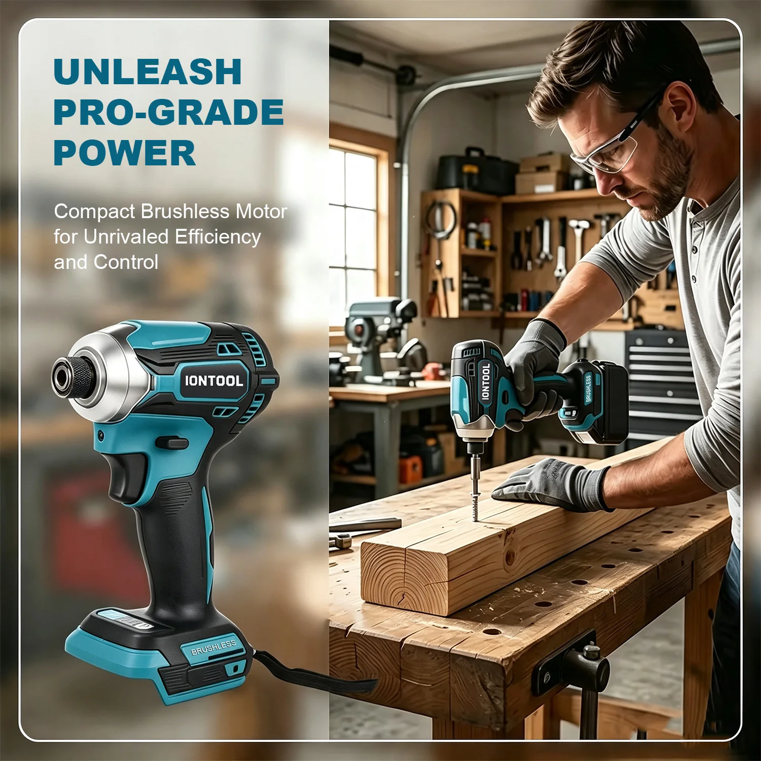 IONTOOL 1/4 Inch 180N.m 600W Variable Speed Impact Driver Lightweight Brushless Cordless For 18V Battery Home Workshop Tool