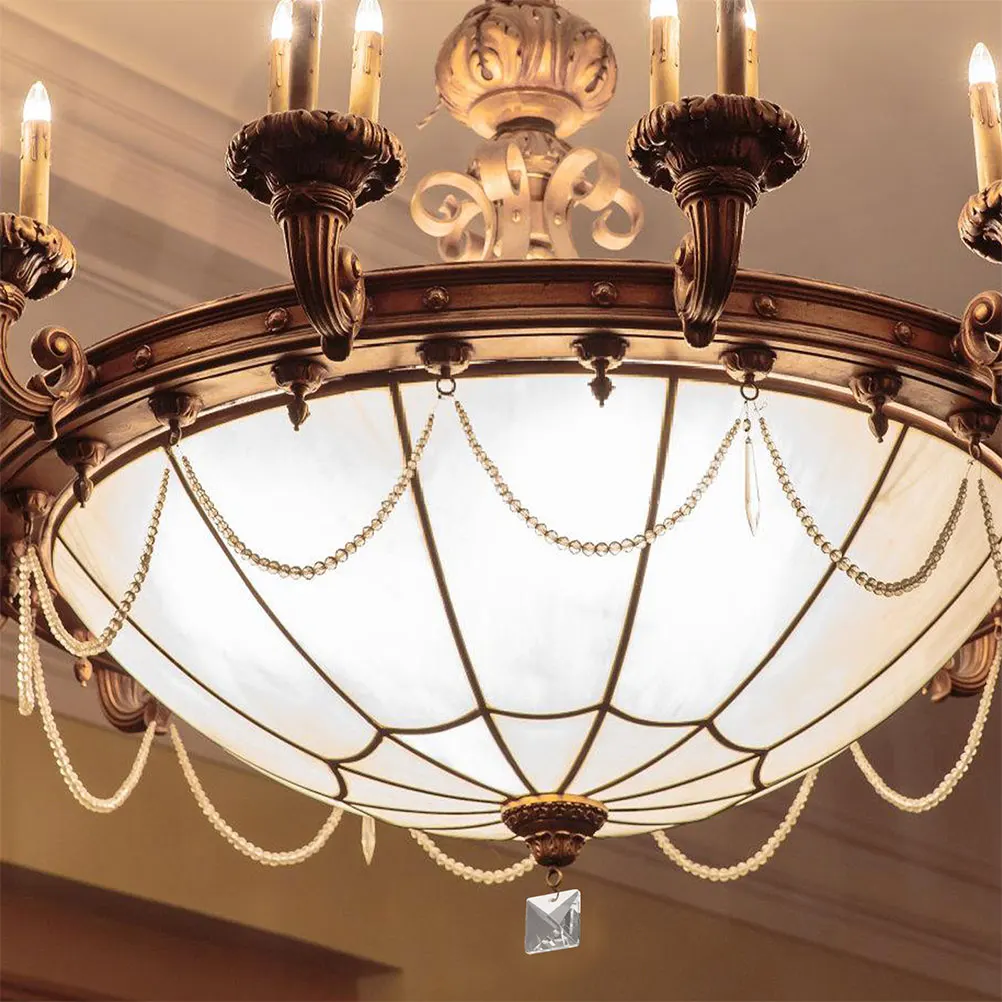 10Pcs Square Acrylic Ceiling Light Beads Mini Pendant Hanging Ornaments Lighting Decor Accessories for DIY Crafts Home Use