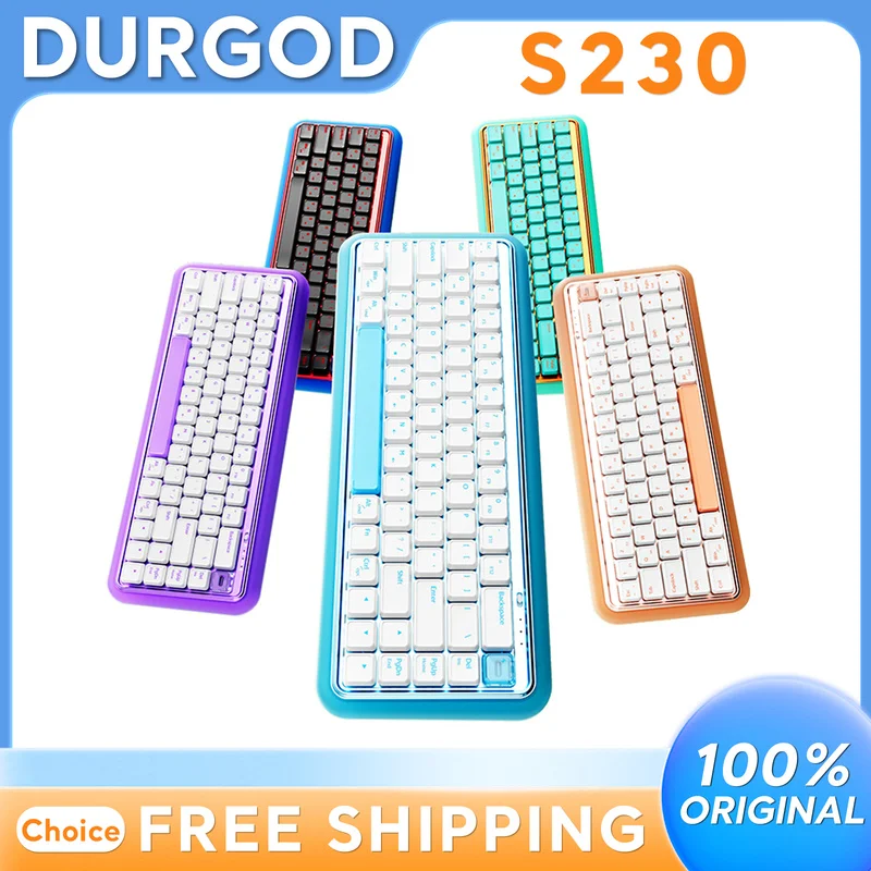 

DURGOD S230 Mechanical Keyboard Wireless Bluetooth 2.4G Customized ABS Keycaps Low Profile Switch Esports Gaming Pc Gift