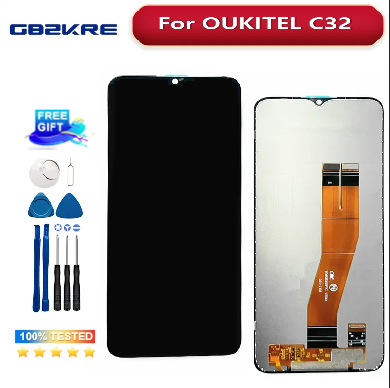 100% Tested For OUKITEL C32 LCD Display + Touch Screen Digitizer Replacement 720x1600p LCD For OUKITEL C 32 Display + TOOLS