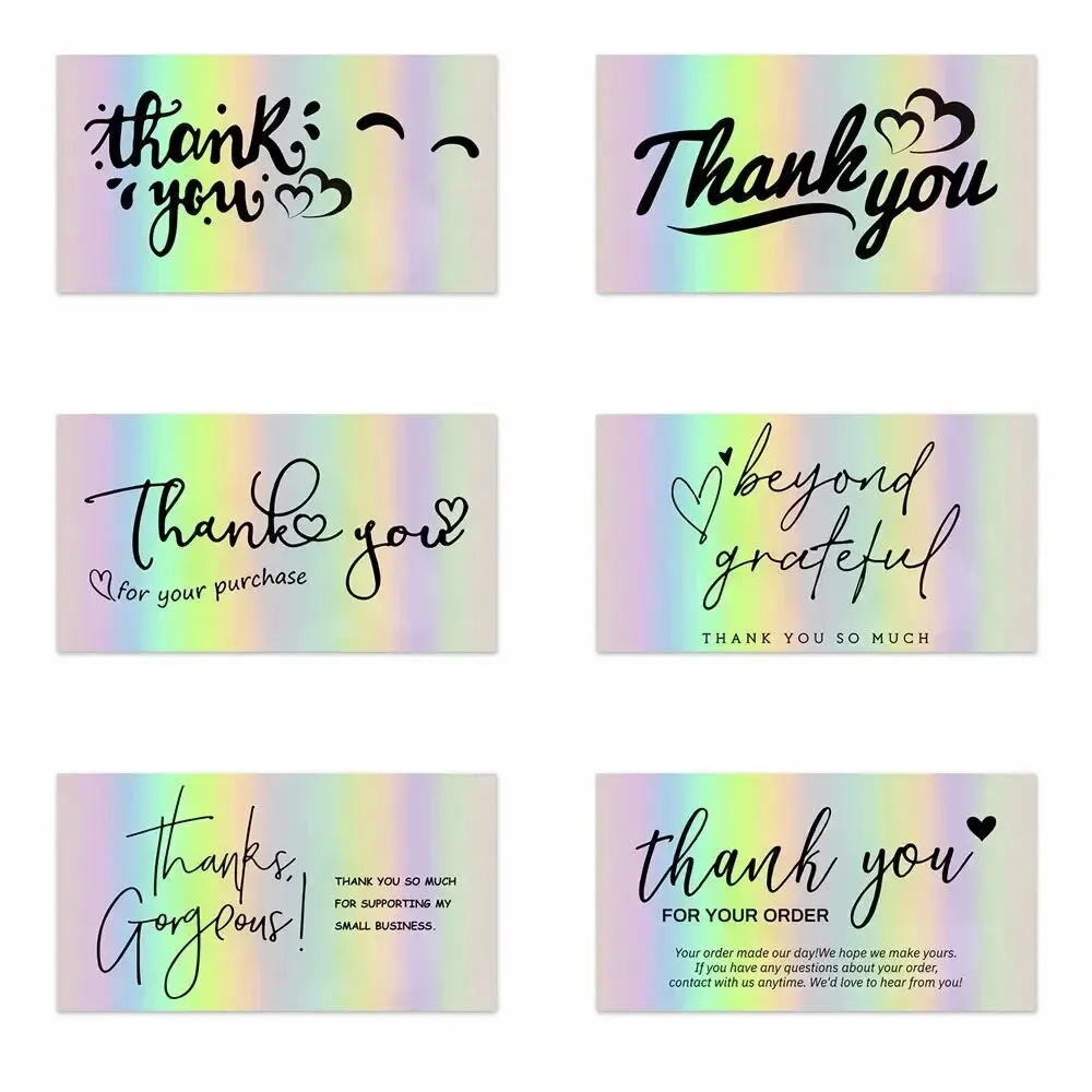 30/50pcs Thank You Cards For Small Business Colorful Laser Paper Thank You For Your Order \