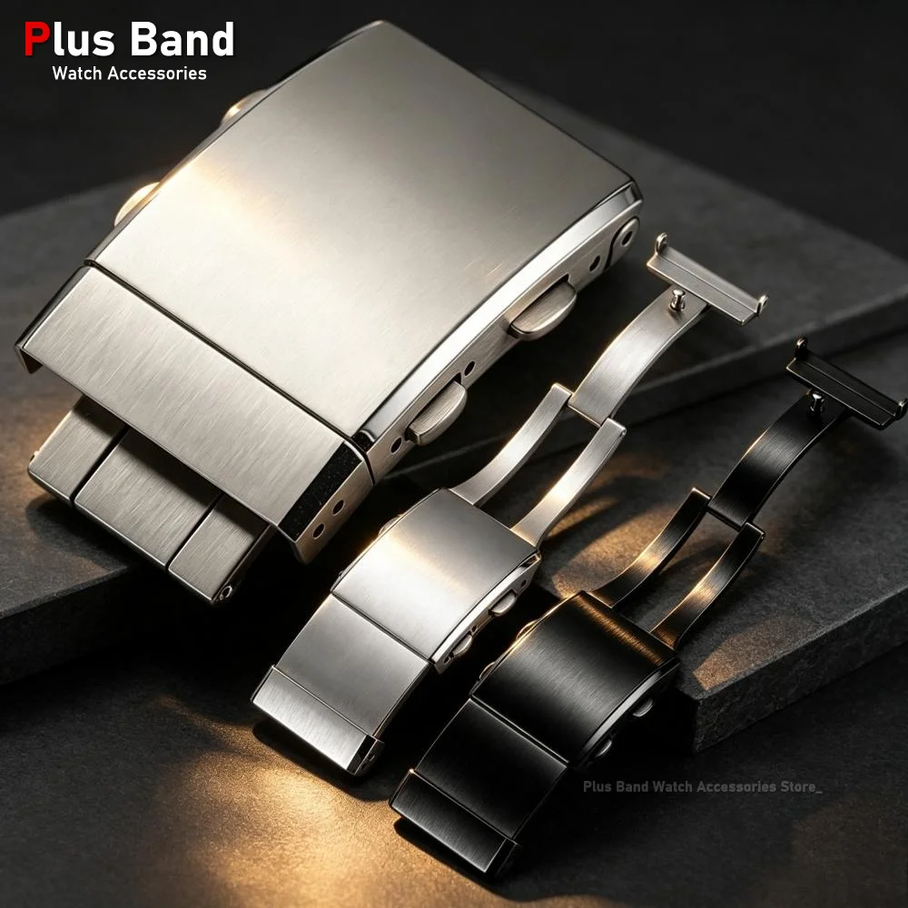 Luxury Solid Stainless Steel Buckle 14mm 16mm 18mm 20mm 22mm 316L Adjustable Folding Watch Buckle Premium Metal Button Accessory