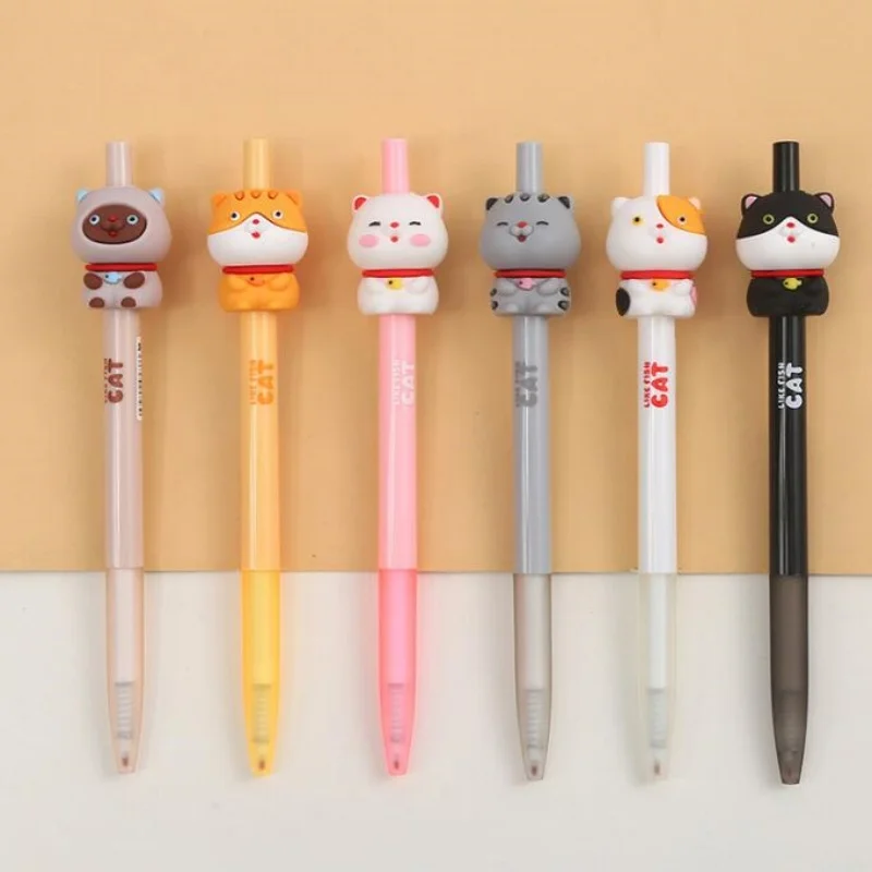 

36PCS/ лот KAWAII CAT PRESS GEL PEN CUTE 0.5MM BLACK INK SIGNATURE PENS промо-подарок школьные принадлежности