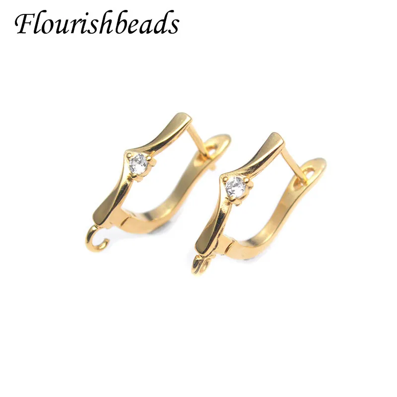 30pcs/lot DIY Earring Making Accessories Supplies Handmade Gold Color CZ Paved Shvenzy Earring Hook Clasp