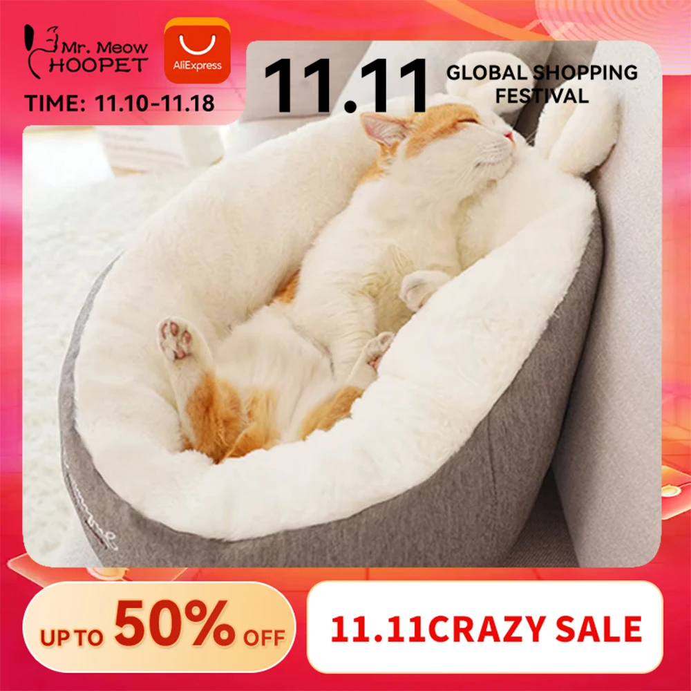 Hoopet Cat Warm Basket Bed Cat House Kennel for Dog Puppy Home Sleeping Kennel Teddy Comfortable House