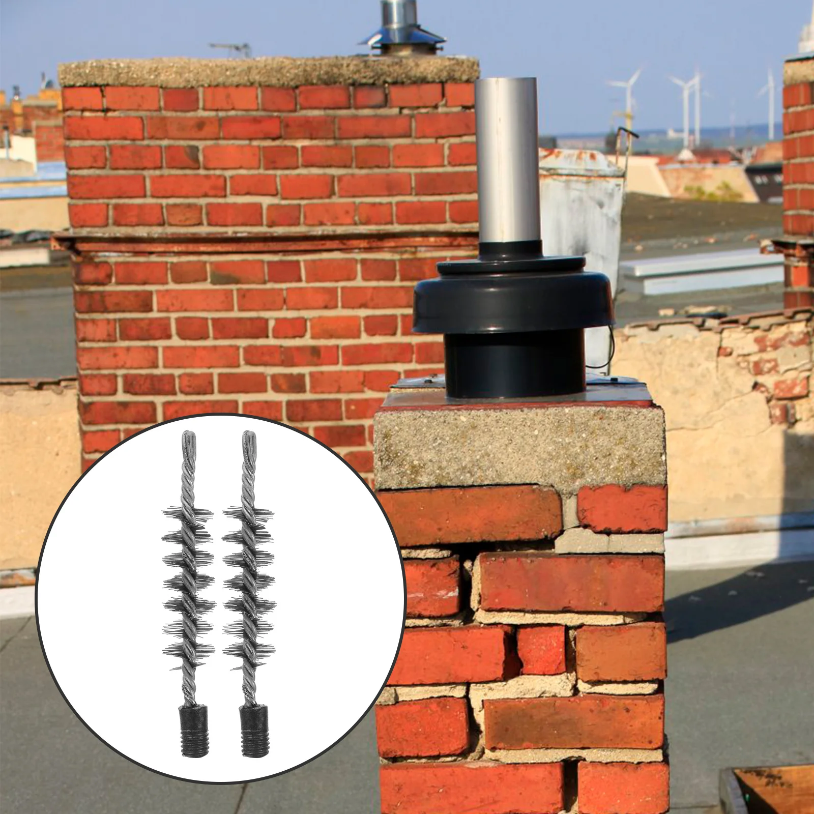 2Pcs Steel Wire Chimney Brush Funnel Flexible Multi-Function Cleaning Tool Fireplace Chimney Cleaner Kit Wire Brush