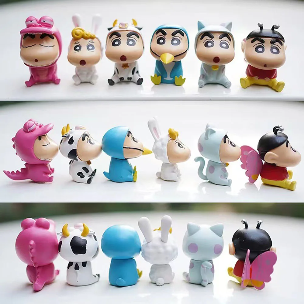 6Pcs/Set Crayon Shin Chan Action Figure Cartoon Japanese Kawaii Figurines Collectibles Movie Peripheral Toy Gifts for Children