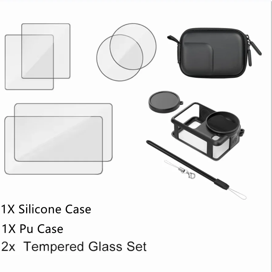 

Hard Shell Carrying Bag for DJI Osmo Action 6 Silicone Protective Case Tempered Glass Film Screen Protectors Storage Case