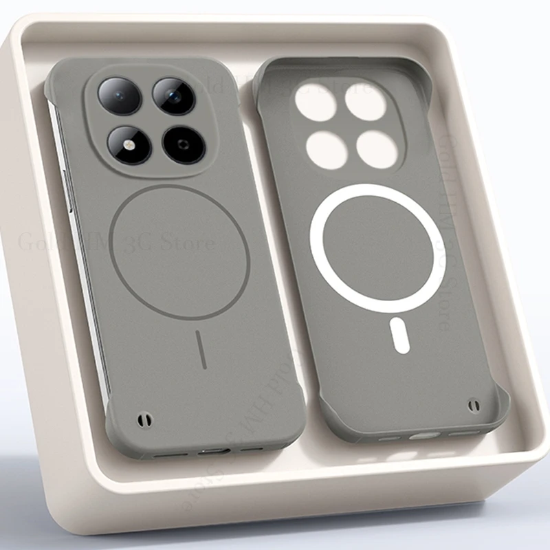 حافظة متينة بدون إطار من Magsafe لهاتف Redmi Note 15 Pro Plus شاحن لاسلكي غير لامع غطاء بدون حدود لهاتف Redmi Note 15 14 Pro Plus