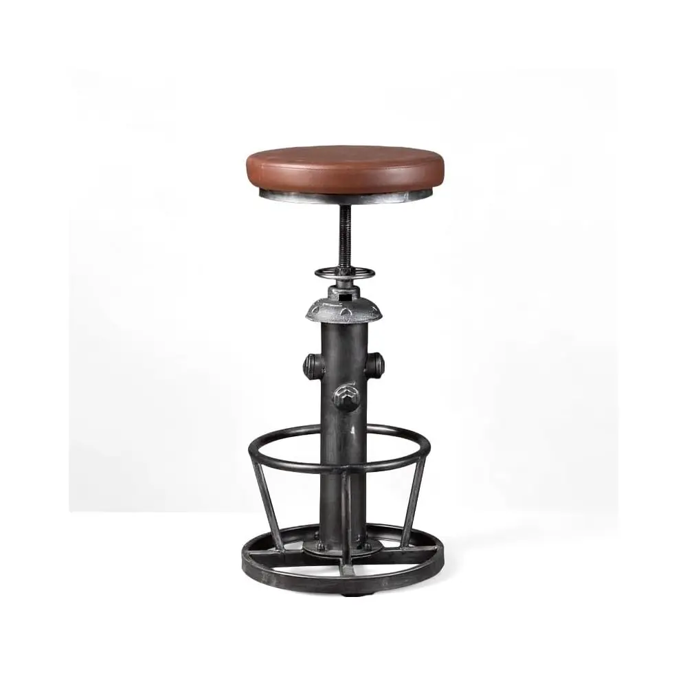 Industrial Swivel Bar Stools Kitchen Island Dining Chairs Pu Seat Bar Counter Height Adjustable 25-31Inch