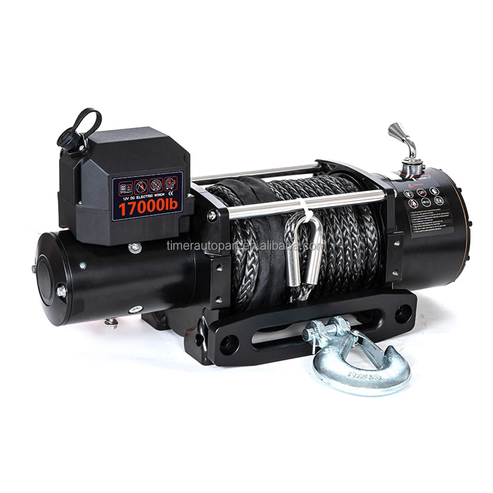 17000Lbs Heavy Electric Hoist Winch 4WD Offroad SUV Winch Cable/Kevlar Wire 12V 24V Tow Truck for Outdoor Camper Van Tow