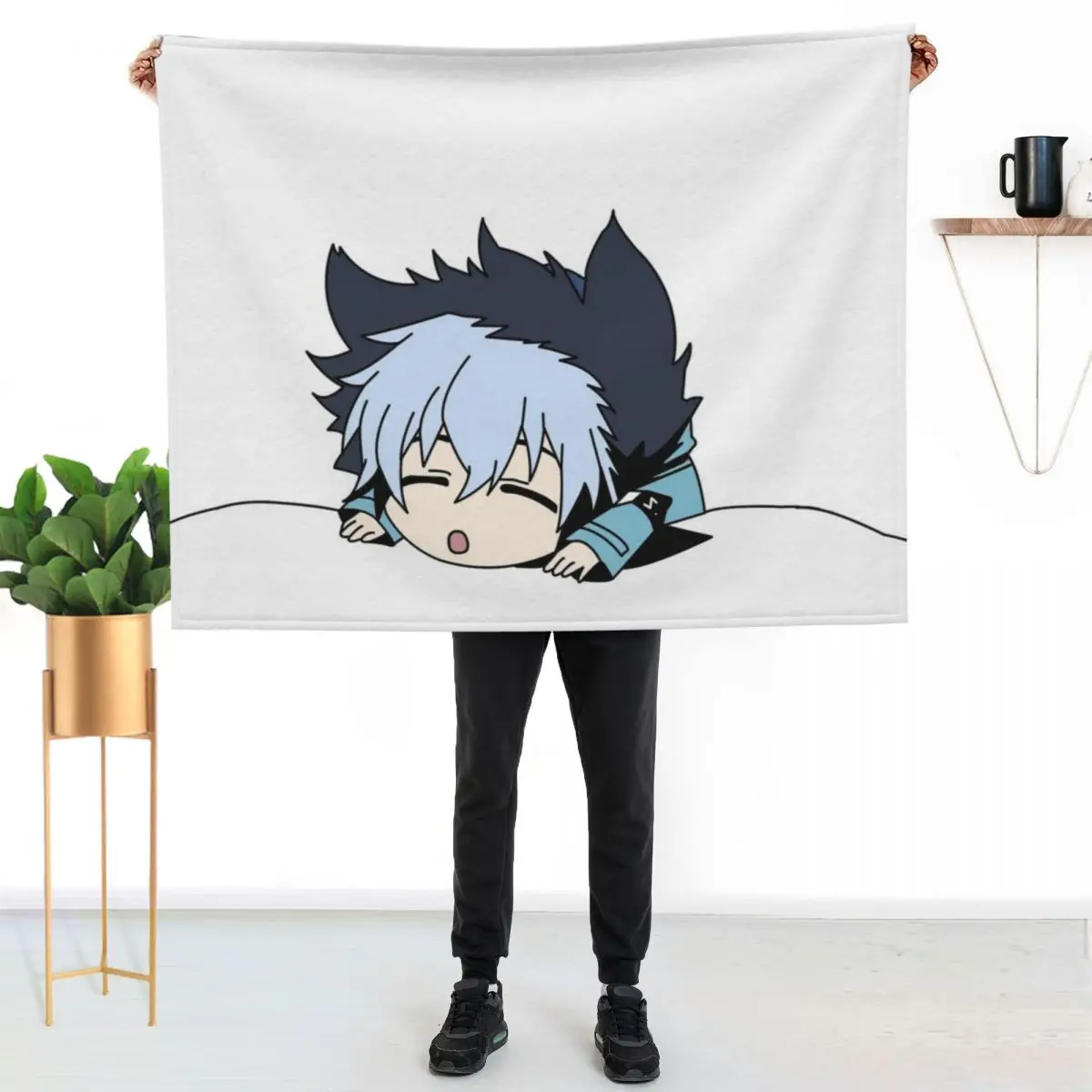 

Servamp - Kuro, Sloth, Sleepy Ash Throw Blanket Cozy Napping Blanket Gift for Mom Dad