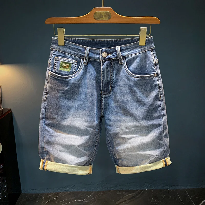 

2025 new five quarter jeans men's summer thin straight tube retro trendy brand nostalgic casual denim five quarter pants