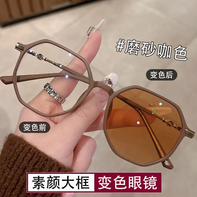 

Женские лавандовые фотохромные очки без рецепта для похудения, модная оправа для лица, высококачественные очки, подчеркивающие кожу