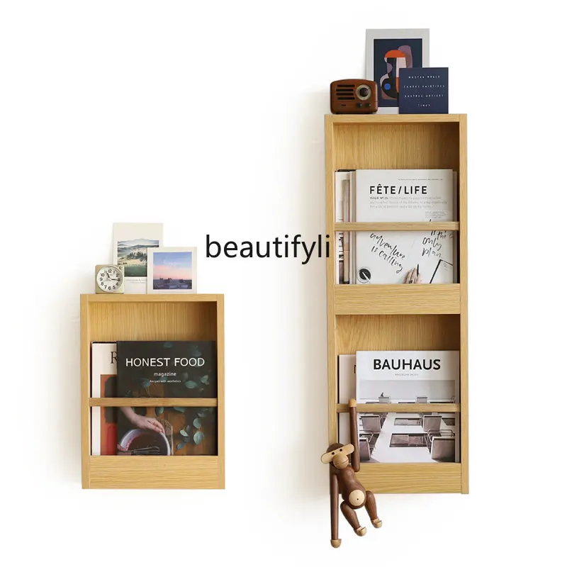 yj Bookshelf Modern Minimalist Wood Book Shelf Wall Storage Rack Wall Hanging Magazine Rack