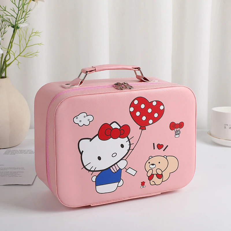 INS Kawaii Sanrio Kuromi Cosmetic Bag With Mirror Cute Cartoon Pattern Portable Large Capacity Cosmetic Storage Bag For Women