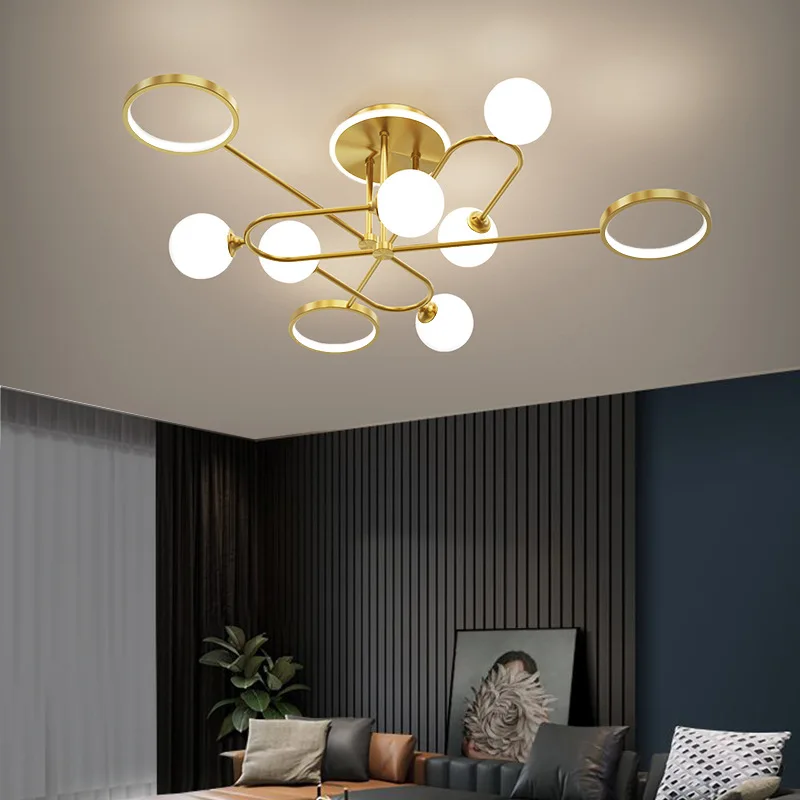 

Modern Minimalist Creative Fashion Luxurious Living Room Ceiling Light Bedroom Study Villa Dining Room Golden Black LED Light