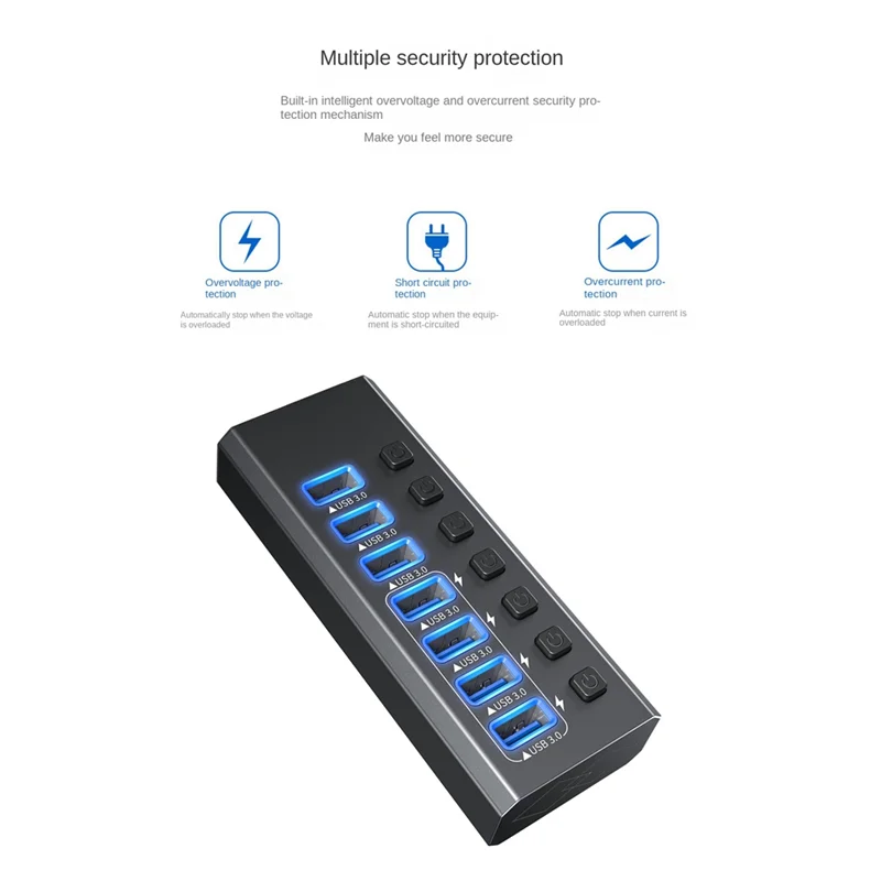 

Powered USB 3.0 Hub USB Extension Data Splitter & Power Hub Fit For Laptop And Printer US Plug