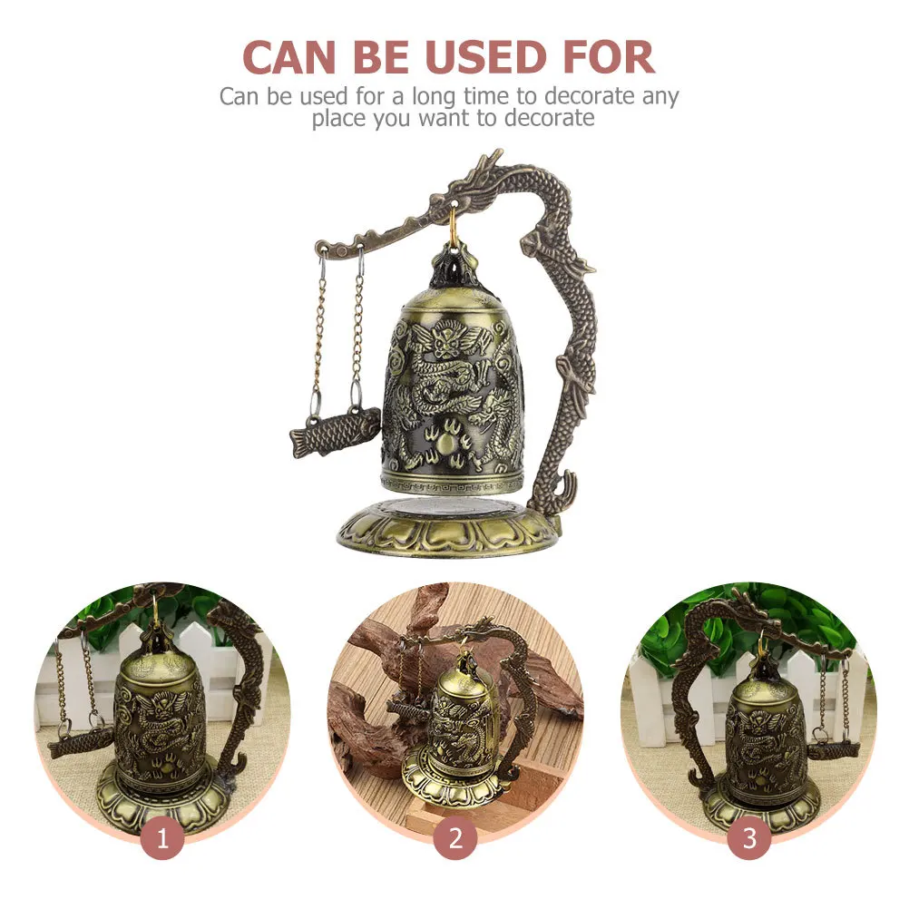 

Vintage Dragon Bell Decor Bronze Desktop Ornament For Office Home Tabletop Decoration Carved Metal Bell Adornment