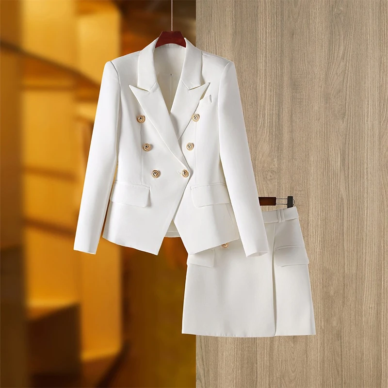 Elegante luxo sênior senhora terno blazer 2 pçs define vermelho mini saia estrela mesmo estilo com botão b usar feminino terno de trabalho de luxo kez