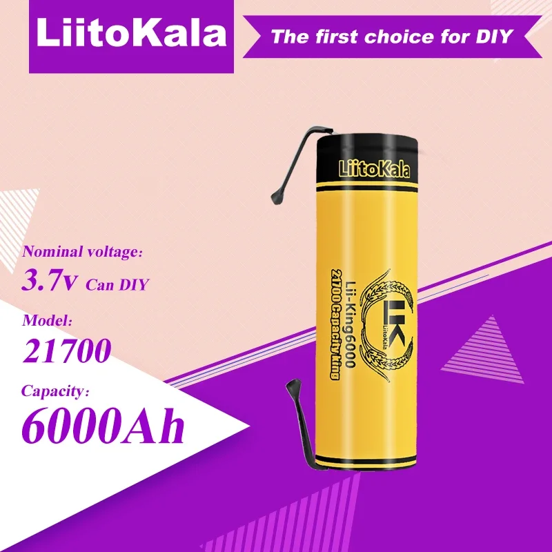 1-30PCS LiitoKala King6000+Nickel 3.7V 21700 6000mAh Top High-performance Rechargeable Battery for power tools and flashlight