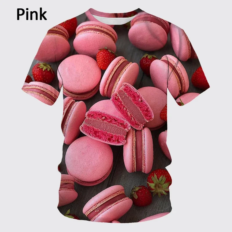 Funny Food Cookie Graphic T Shirt for Men Clothing Unisex Women Clothes Round Neck Short Sleeve Macaron Waffle T-Shirt Tops Tee