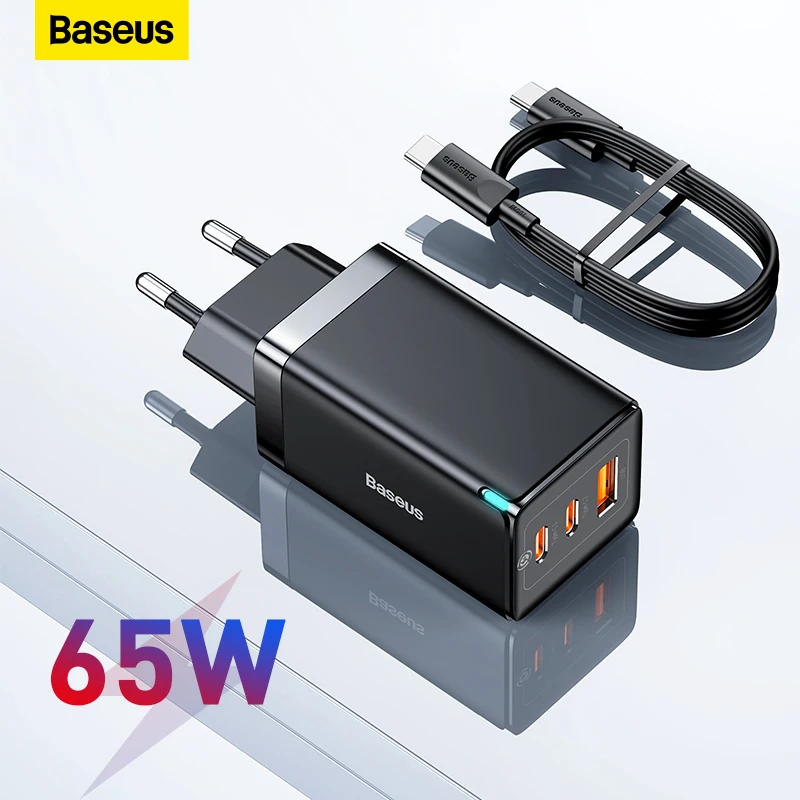 Baseus 65W GaN Charger Quick Charge 4.0 3.0 Type C PD USB Charger with QC 4.0 3.0 Portable Fast Charger For Laptop iPhone 14 13