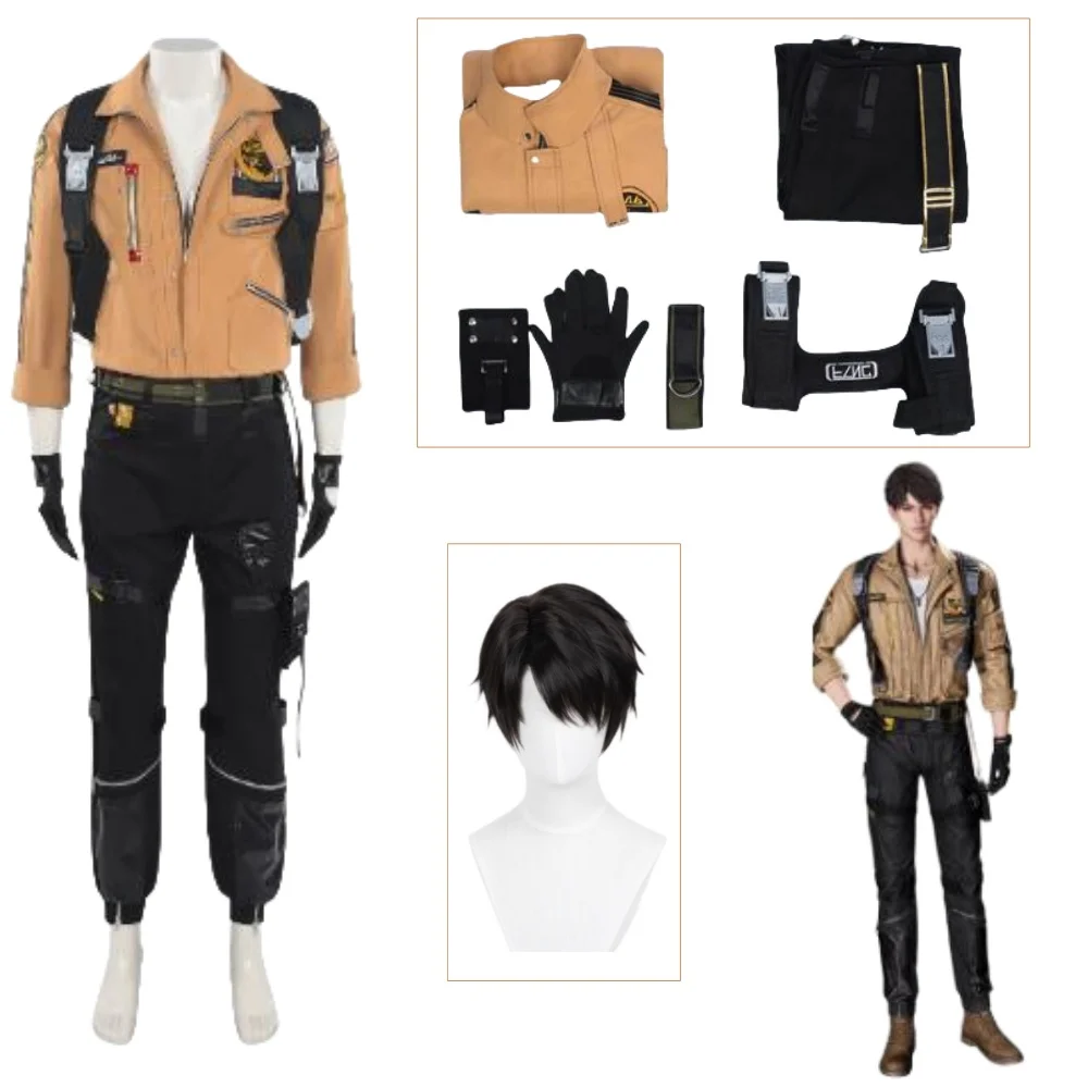 

Love and Deepspace Caleb Cosplay Costume Wig Brown Flying Jacket Pants Supersonic Uniforms Halloween Party Men Carnival Outfit