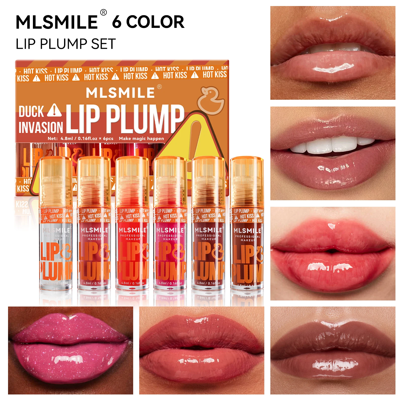 MLSmile ลิปกรอส6ชิ้น/เซ็ต, ลิปกรอสให้ความชุ่มชื้นติดทนนานของเหลวลิปบาล์มปากแดงทาปาก