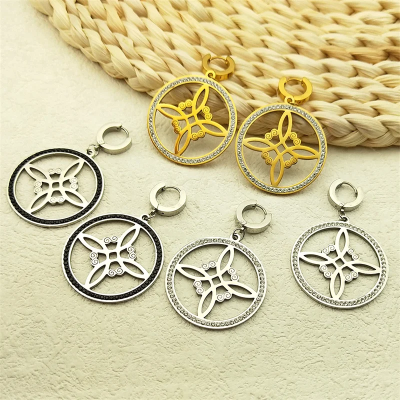 

Mystic Witch Irish Knot Dangle Earrings for Women Stainless Steel Gold Color Witchcraft Amulet Hoop Earring Jewelry E65S02
