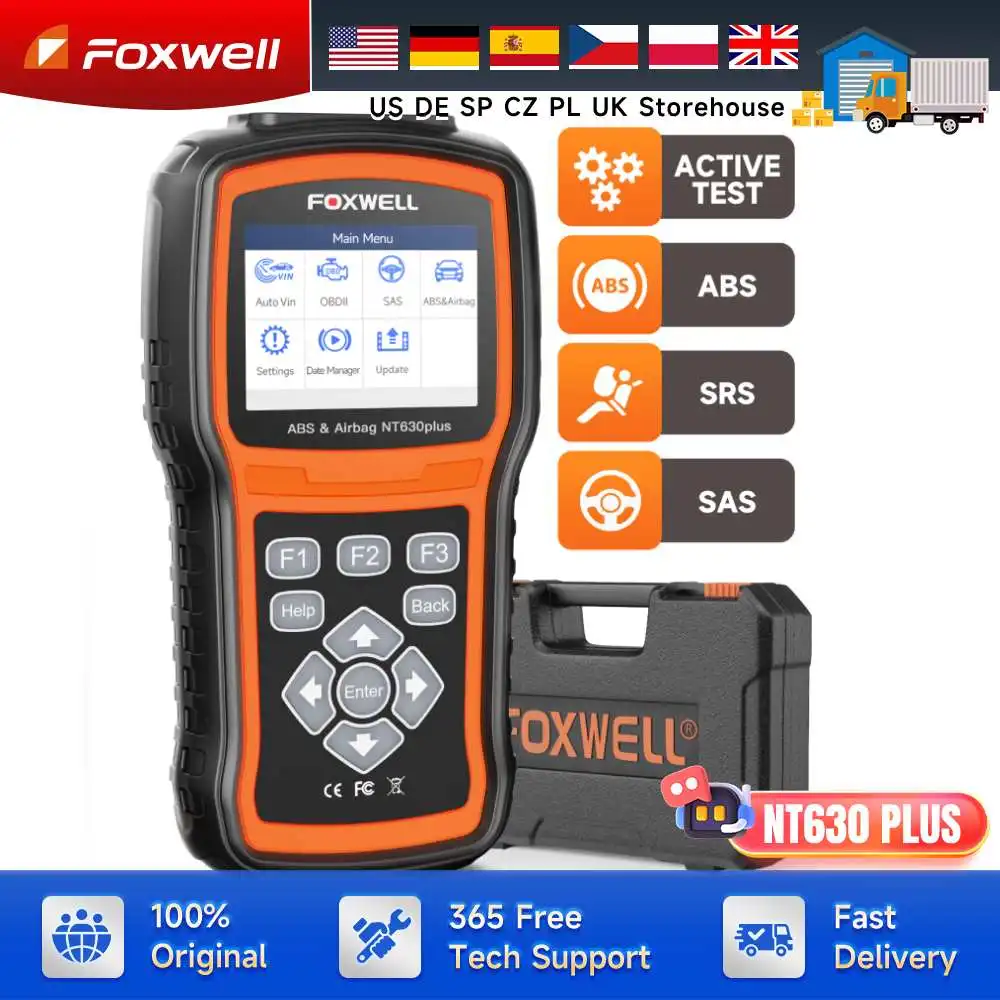 FOXWELL NT630 Plus OBD2 Diagnostic Tool Bidirectional Scanner Car ABS SAS SRS EPB OIL Reset Engine Check ODB Automotive Scanner