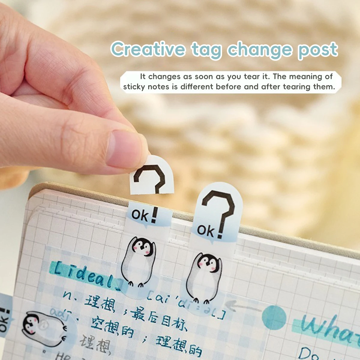 Haftnotizen-Set mit Tiermotiv „Think Duck“, abnehmbare Indexregisterkarten, kreative Aufkleber für Büro, Schule, Organisation, Lesezeichen