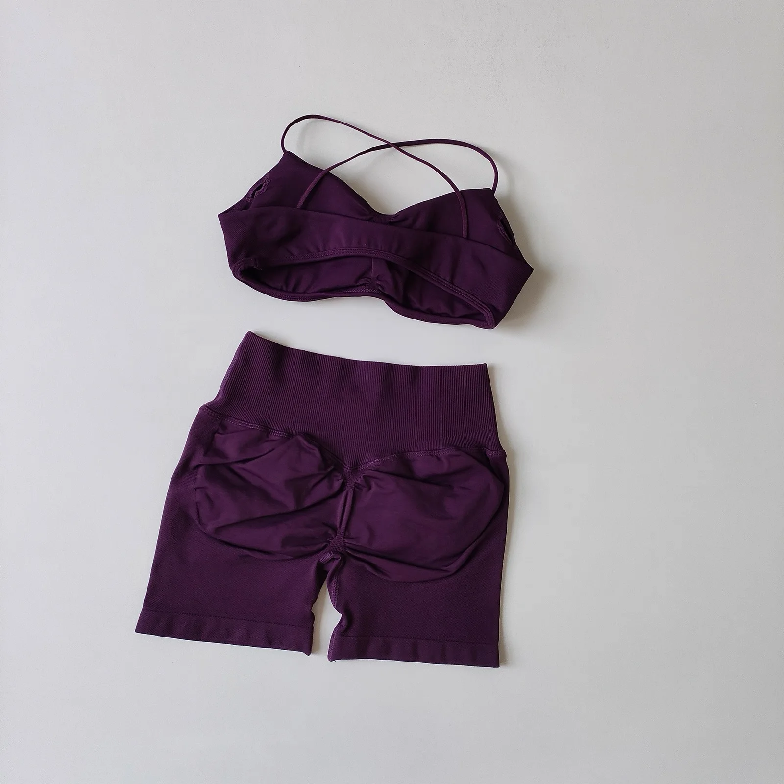 2-teiliges Set aus Sport-BH und Shorts mit hoher Taille, Bauch- und Hüftformung, stoßdämpfend, Neckholder, Yoga-Set, Lauf- und Fitness-Set – Detail 12