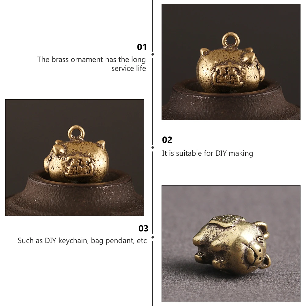 

2pcs Brass Pig Pendant Vintage Mini Charm Keychain Trinket DIY Jewelry Accessory Parts Style Long Lasting