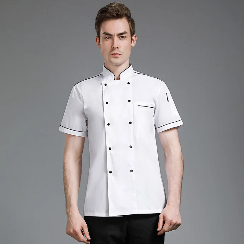 Hotel Chef Uniform Short Sleeve Men'S Catering BBQ Hot Pot Fast Food Restaurant Canteen Baking Kitchen Work Clothes P