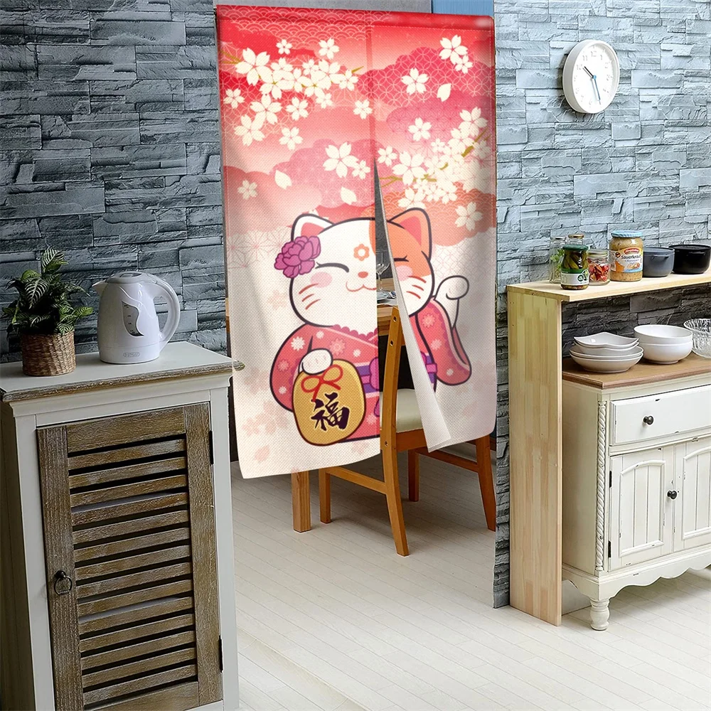 Japanese Noren Ukiyo-e Door Curtain Colorful Lucky Cat Serie Painted Kitchen Bedroom Corridor Shading Entrance Customizable