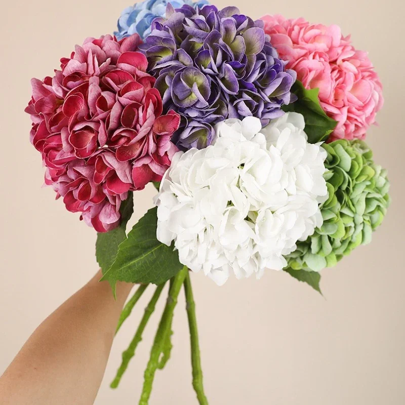 

2pcs Artificial Hydrangeas Branches High Quality Fake Flowers Restaurant Decoration Real Touch Green Hydrangea Simulation Flower