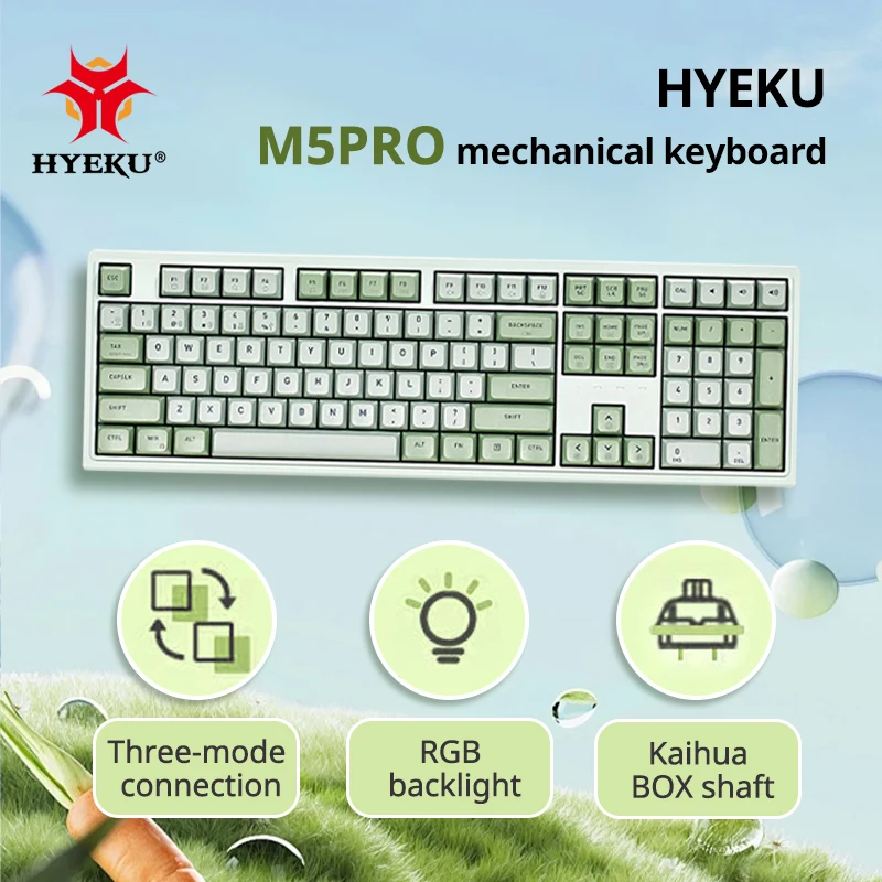 teclado mecanico de jogo com fio estrutura de junta personalizada retroiluminado branco 108 chaves hot swap teclado completo hyeku m5 01