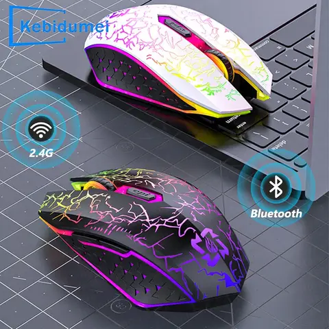 RGB 무선 마우스 2.4G 블루투스 컴퓨터 마우스 1600 인치 당 점 6 음소거 버튼 MacBook 태블릿 노트북 용 인체 공학적 충전식 마우스