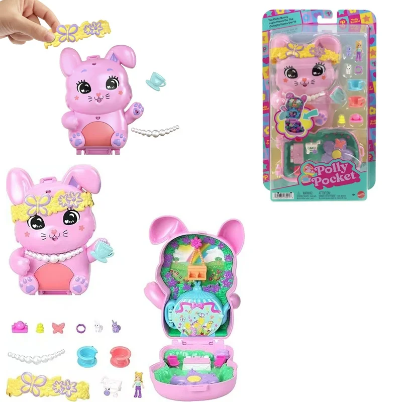 ماتيل ميني بولي جيب دمى صغيرة الدببة القط الوردي الأرنب المهر الحصان صندوق الحيوانات الأليفة موضوع السفر الفتيات اللعب مشهد مصغر الملحقات #5